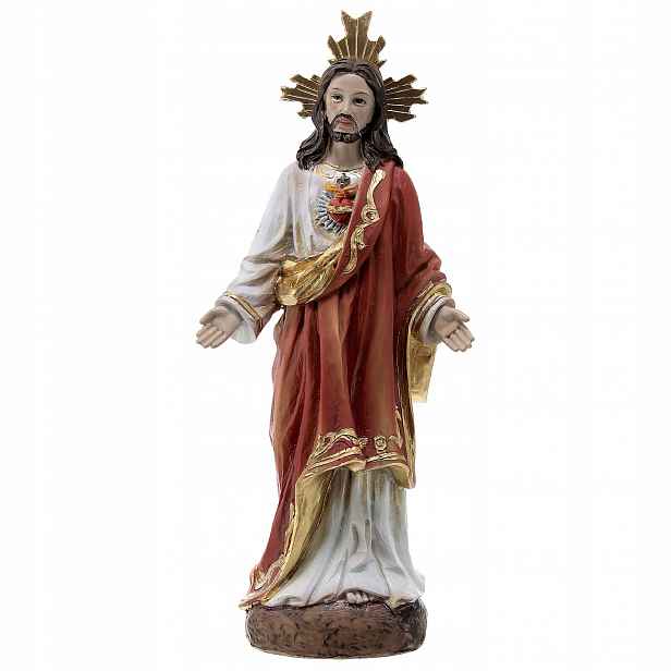 Krásná figurka Nejsvětější Srdce Pána Ježíše S Aureolou 20 cm vysoká