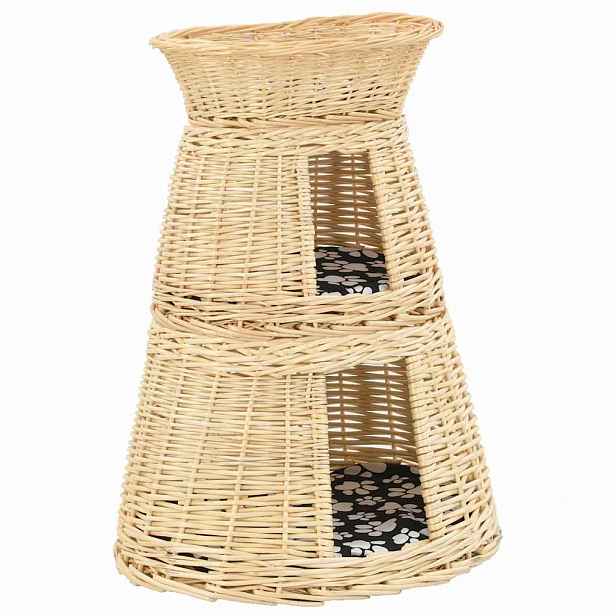 vidaXL 3dílný pelíšek pro kočky s poduškami 47x34x60 cm přírodní vrba