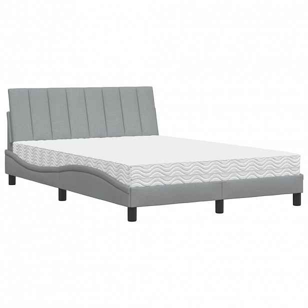 vidaXL Postel s matrací Hanko světle šedá 120 x 200 cm textil