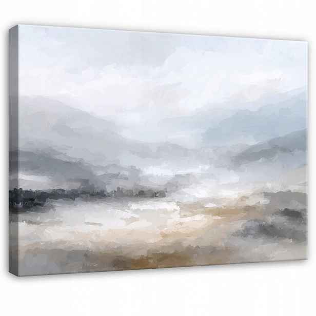 Wallarena ABSTRAKTNÍ tisk na plátně akvarel šedá 60x40 cm