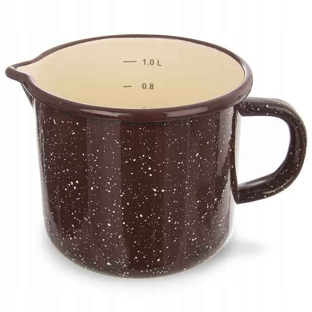 Smaltovaný hrnek s odměrkou hnědý Brown 1,2 l