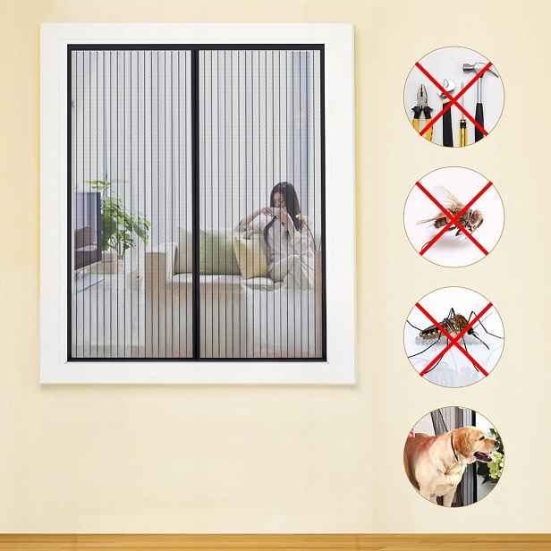 Moskytiéra na okno 120x120 magnetická síť proti hmyzu prodyšná