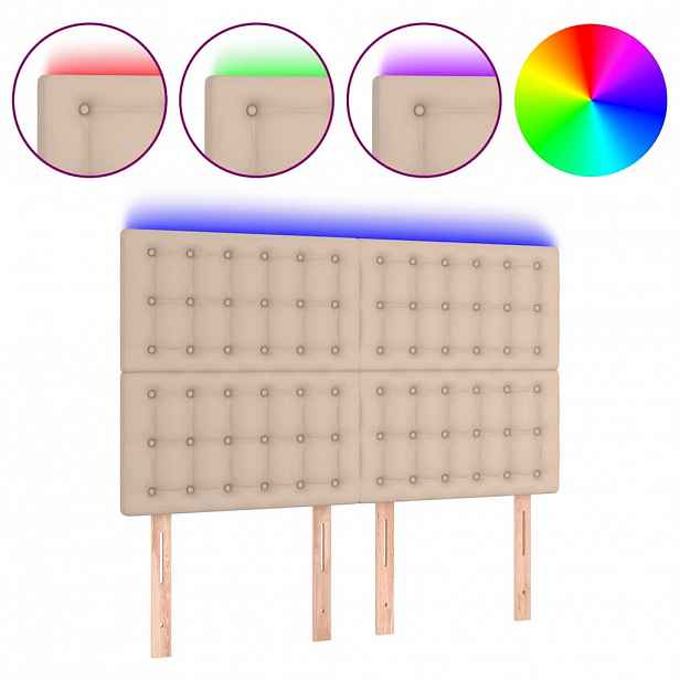 vidaXL Čelo postele s LED cappuccino 144x5x118/128 cm umělá kůže