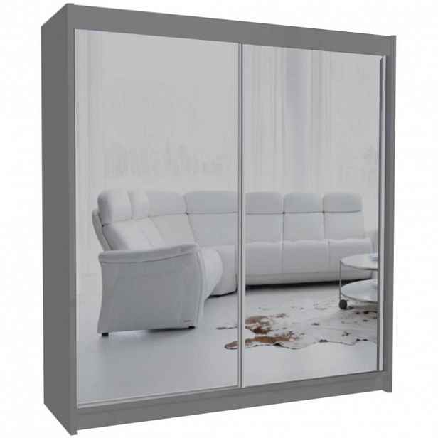 Beautysofa SKŘÍŇ s posuvnými dveřmi Debra 200/216/61 grafit se zrcadlem
