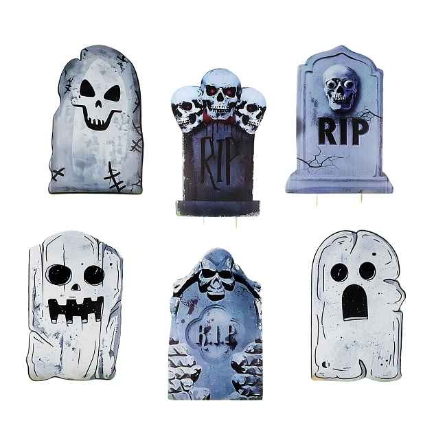 Halloweenské Náhrobky 6 Ks Černé Hřbitov Pro Zahradu Trávníku Dvorek