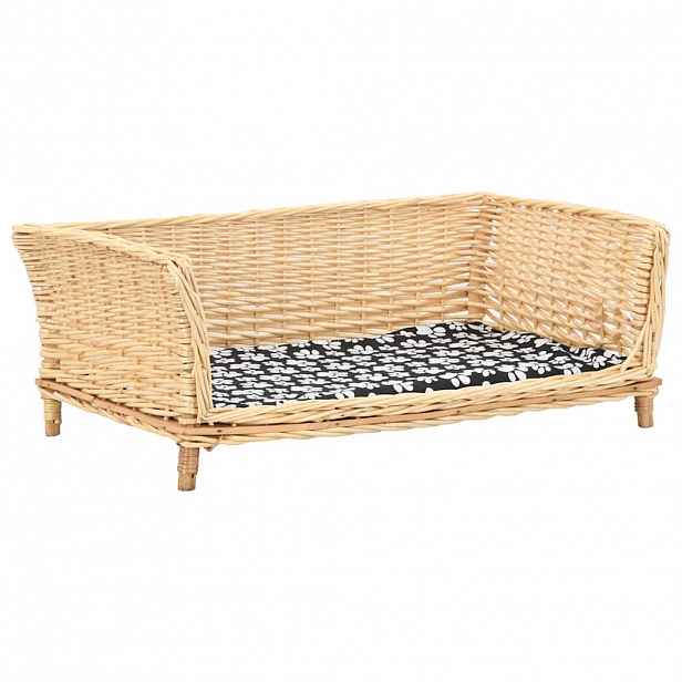 vidaXL Pelíšek pro psy s poduškou 90 x 54 x 35 cm přírodní vrba