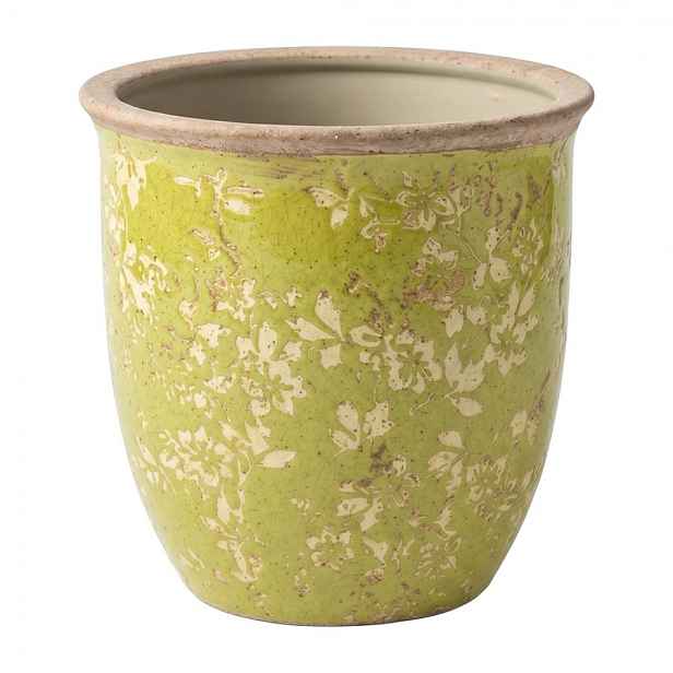 Zelený keramický obal na květináč Rustic Wild Herb M - Ø 15*15 cm Clayre & Eef