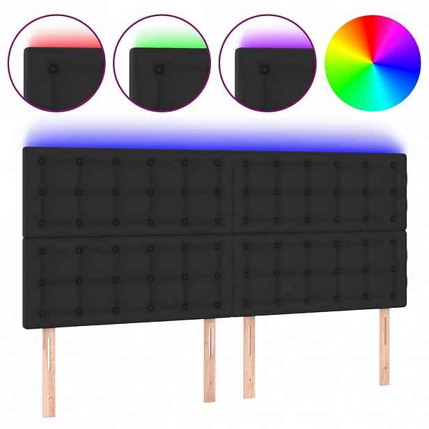 vidaXL Čelo postele s LED černé 160x5x118/128 cm umělá kůže