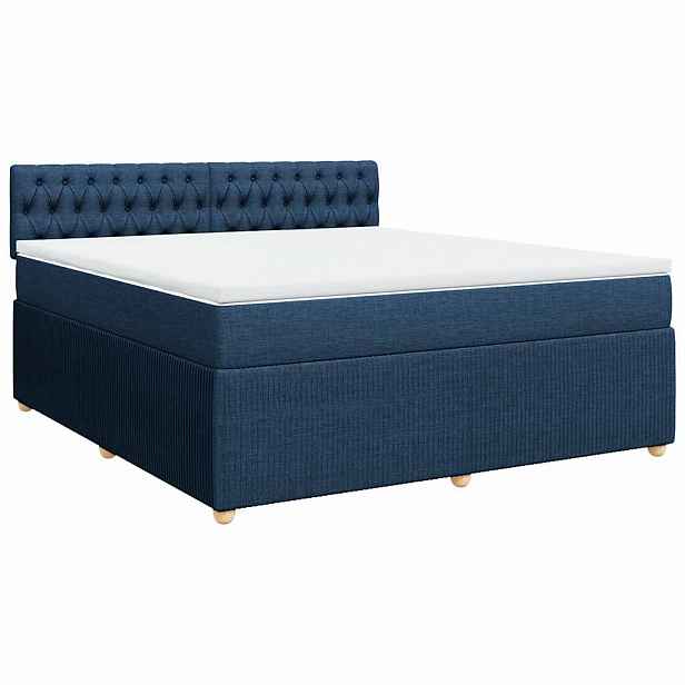 vidaXL Box spring postel s matrací modrá 180x200 cm textil