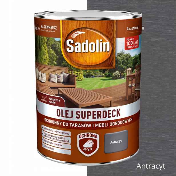 Sadolin Olej Superdeck Pro Terasy A Zahrady Ochranná Dekorace 5L Antracit