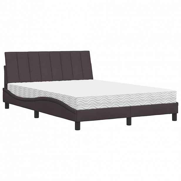 vidaXL Postel s matrací Hanko tmavě hnědá 120 x 200 cm textil