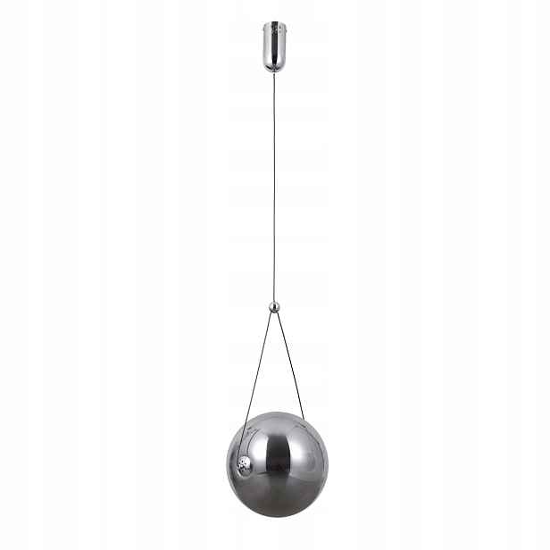 Závěsná lampa Italux Rastia Led 12W chrom/kouřová skleněná koule Ø25 cm