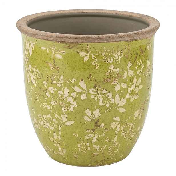 Zelený keramický obal na květináč Rustic Wild Herb L - Ø 17*17 cm Clayre & Eef