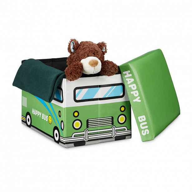 Relaxdays TRUHLA Vícebarevná motiv Happy Bus skládací 37 L
