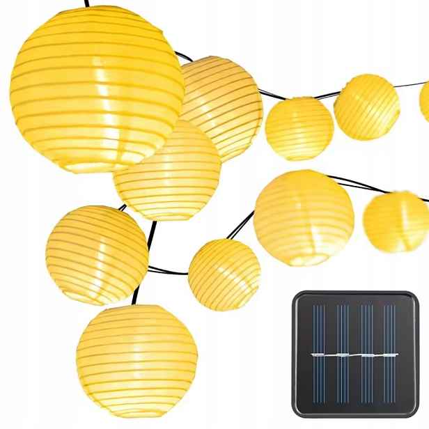 Solární Zahradní Lampy Papírové Lampiony Světelná Girlanda 30 Led 6 M