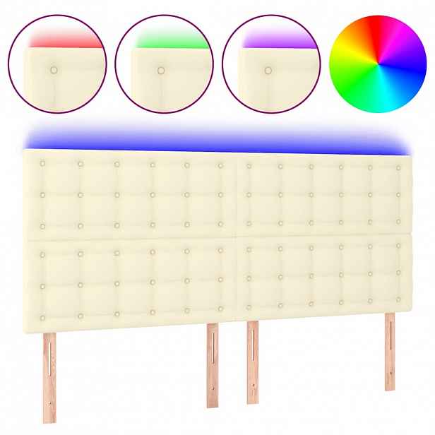 vidaXL Čelo postele s LED krémové 160x5x118/128 cm umělá kůže