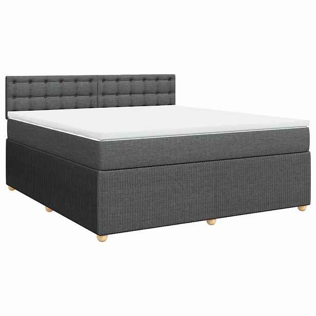 vidaXL Box spring postel s matrací tmavě šedá 180x200 cm textil