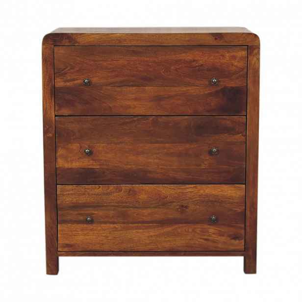 Artisan Furniture KOMODA Masivní dřevo Zakřivená kaštanově hnědá, 2 zásuvky, tmavě hnědá