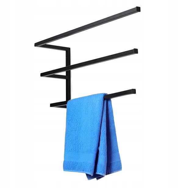 Černý Nástěnný věšák na 3 koupelnové ručníky Loft 60 cm