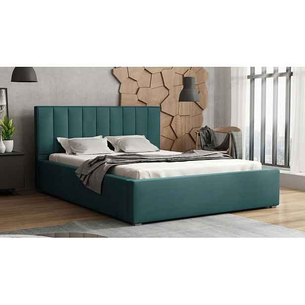 Manželská postel s úložným prostorem a roštem 180x200 TARNEWITZ 2 - modrá