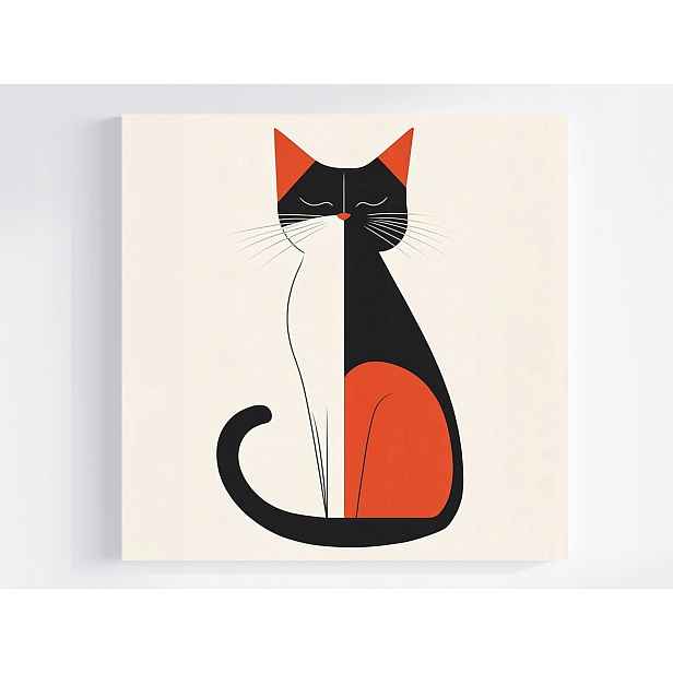 Obraz Na Plátně Canvas Grafika Portrét Kočka Kresba Vintage Retro 50x50