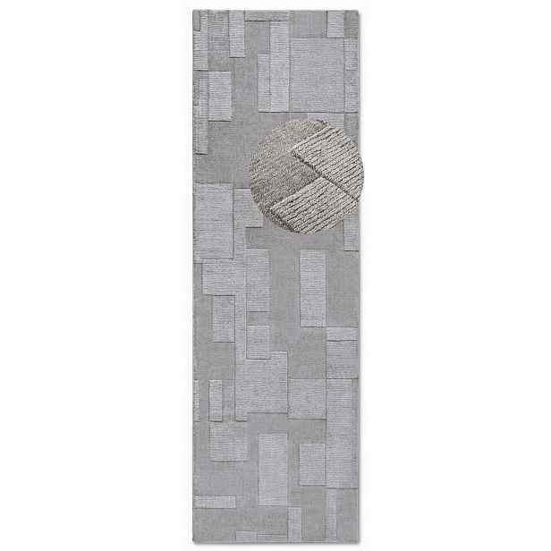 Běhoun do chodby 80 x 250 cm, šedý, moderní 3D vzor