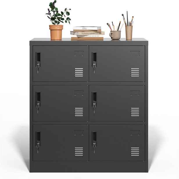 Modenvie KOMODA, 90/40/100 cm, černá, 6 uzamykatelných přihrádek