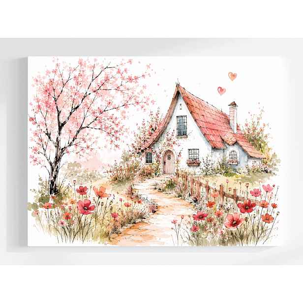 Obraz Na Plátně Canvas Domek Zahrada Stezka Květiny Jaro Léto Pohádka 80x60