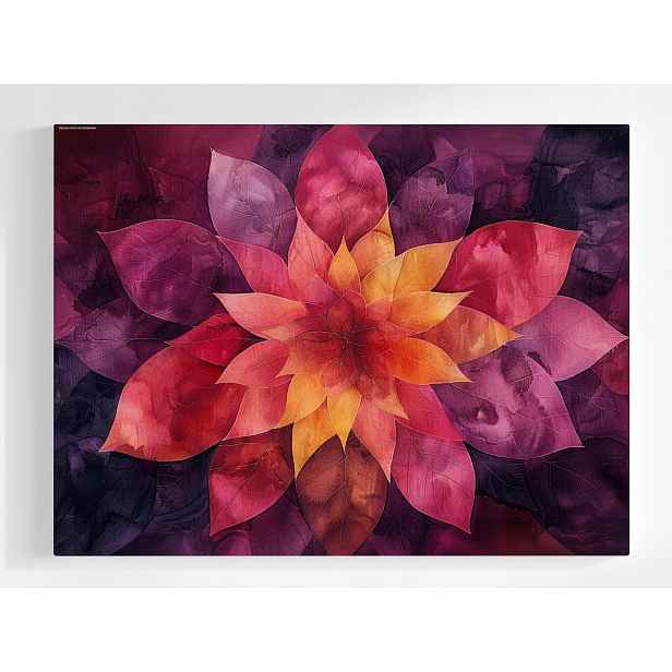 Plakát Květ Mandala Abstrakce Fialová Červená 100x75