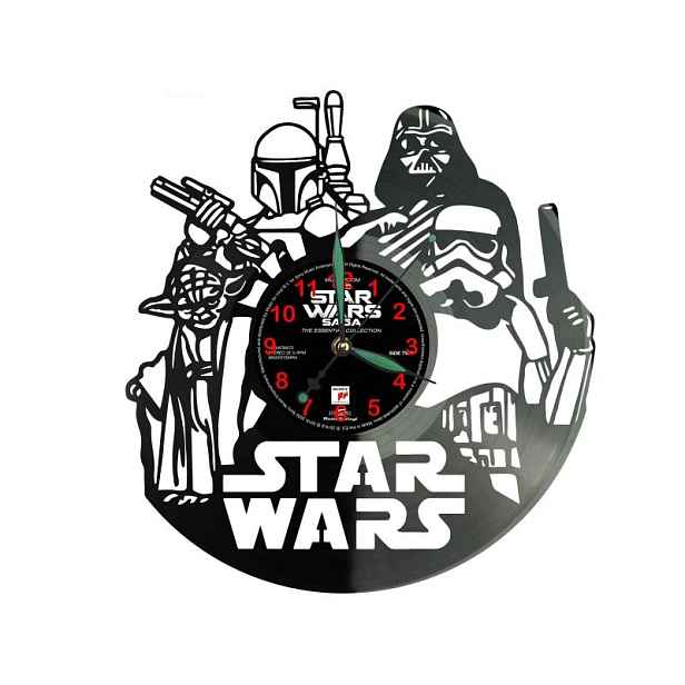 Star Wars Vinyl Nástěnné hodiny Vinylová deska Unikátní dekorace pro fanoušky M