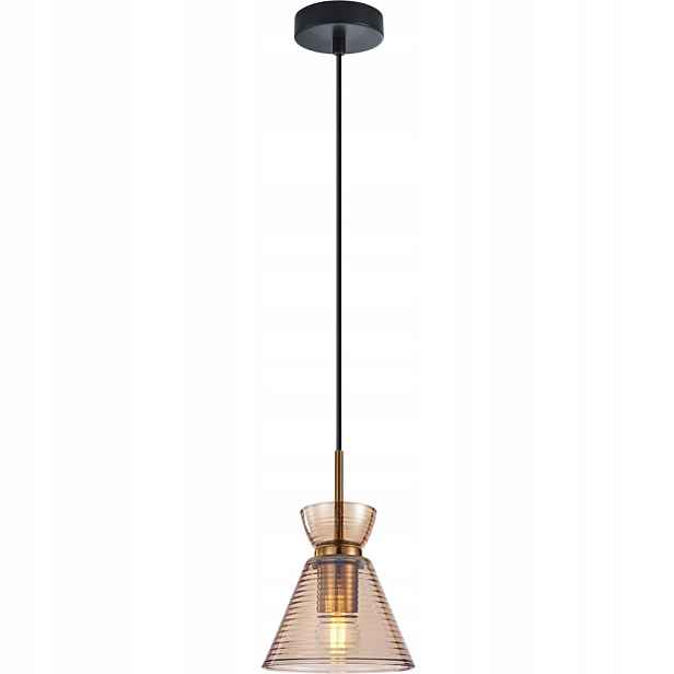 Závěsná stropní lampa s jantarovým stínidlem do obývacího pokoje nad stůl Balme