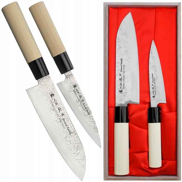 Satake Nashiji Natural Japonská sada 2 nožů Santoku 17 cm Univerzální 12 cm