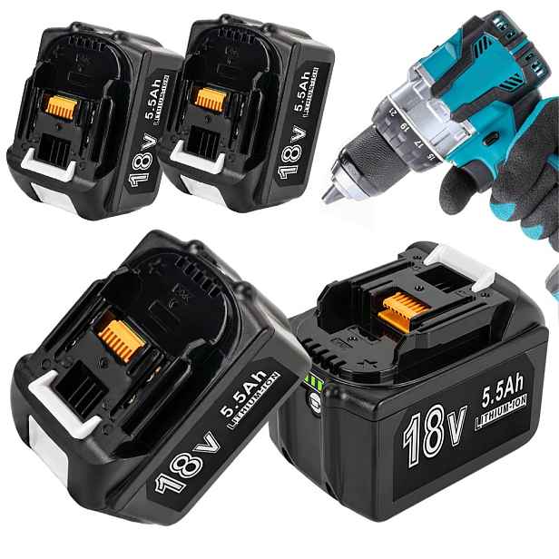 18V lithium-iontové akumulátory 5500 Mah pro kutilství a domácí opravy