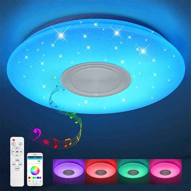 Lampa stropní svítidlo Led Rgb Barevný Bluetooth reproduktor 60W Dálkový Ovladač Set