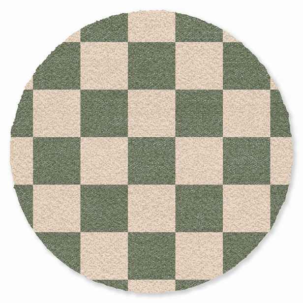 MuchoWow ROHOŽKA Šachovnicový potisk - Zelená - Béžová - Bloky 90x90 cm