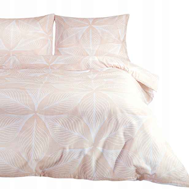 Povlečení Flanelove 220x200 pudrové s bílými listy