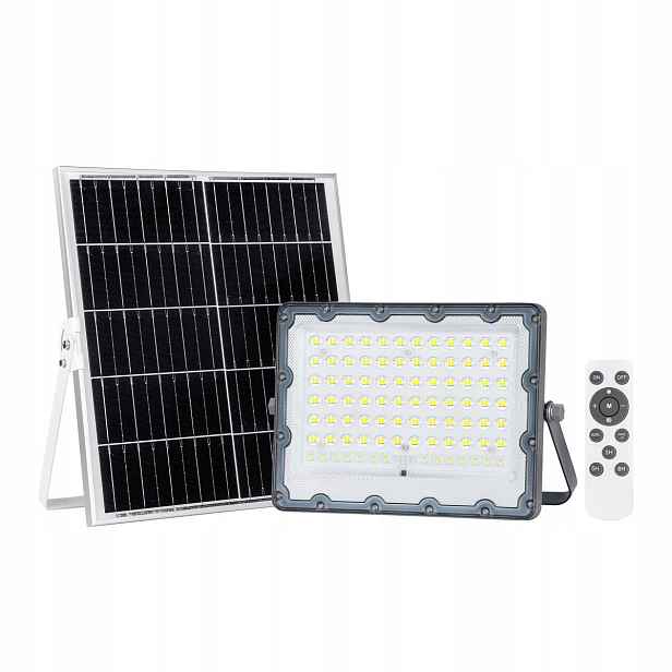 Tiára Šedý solární Led reflektor 200W 4000K Stmívání Časovač IP65+DÁLKOVÝ Ovladač