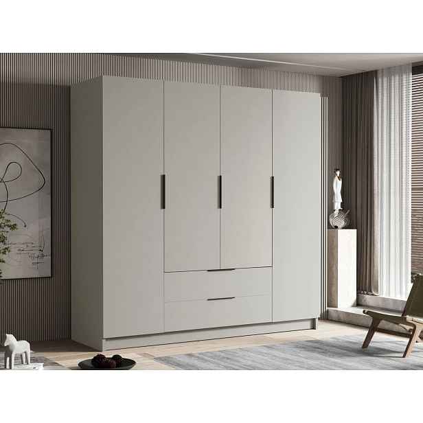 Velká šatní skříň 200 cm BETILA - kašmír / černá