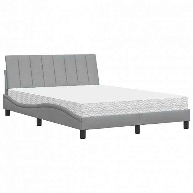 vidaXL Postel s matrací Hanko světle šedá 140 x 190 cm textil