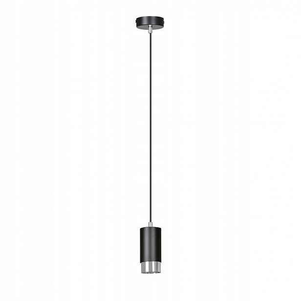 Závěsná lampa Fumiko 1x GU10 černá s chromovanými detaily, 100 cm