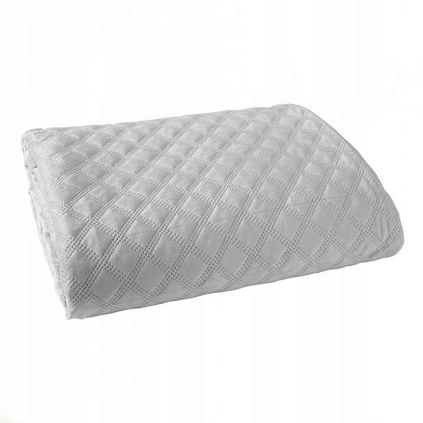 Dekorativní přehoz Velvi 170x210, prošívaný, geometrický vzor, pastelově šedý