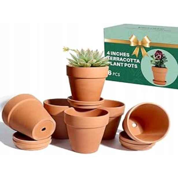 Keramické Květináče 10 CM S Drenáží 6 Kusů S Podšálkem Malé Květináče
