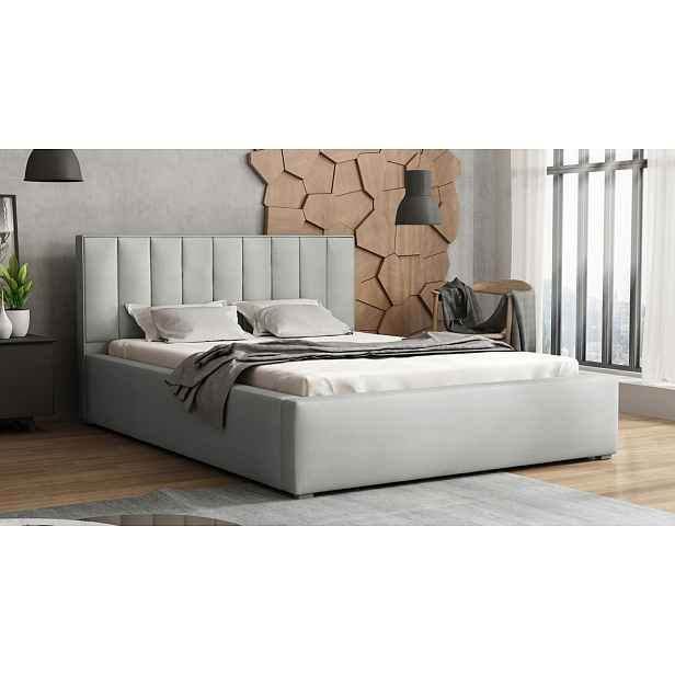 Manželská postel s úložným prostorem a roštem 180x200 TARNEWITZ 2 - světlá šedá
