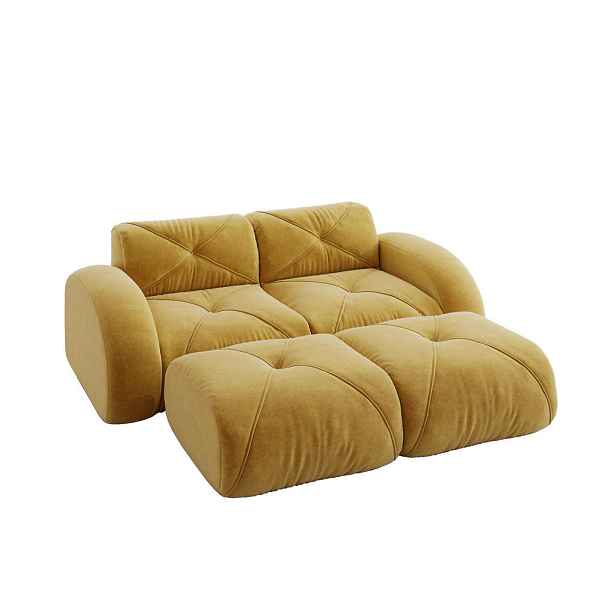 Modenvie 2SEDÁK z žinylky, 204/171/76 cm žlutá, bezrámová