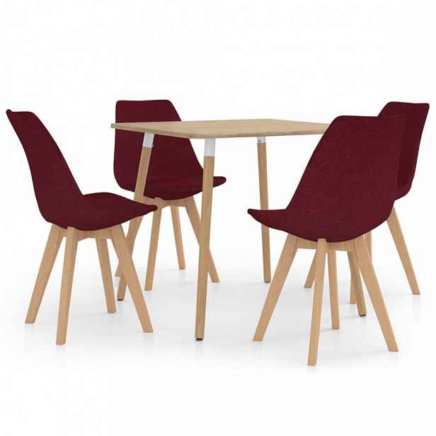 Jídelní set 4+1 buk / látka / 80x80 plast Vínová