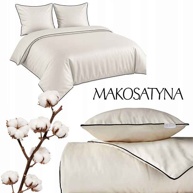 Povlečení Pure z bavlněného makosatinu 160x200 Krémová Ekri Premium