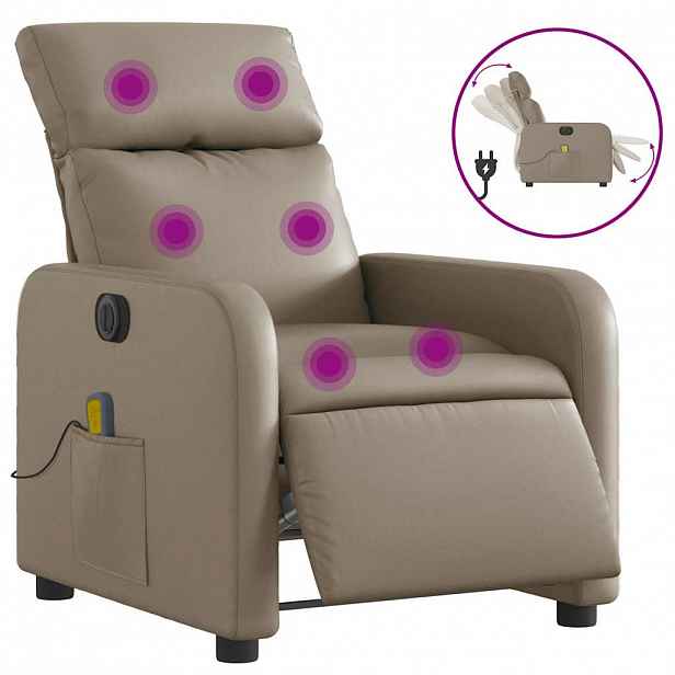 vidaXL Elektrické masážní polohovací křeslo cappuccino umělá kůže
