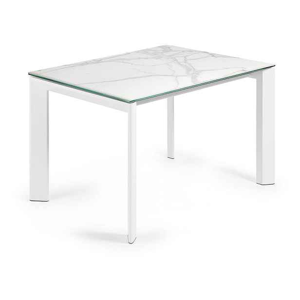 Rozkládací jídelní stůl s přídavnou deskou s deskou v dekoru mramoru 80x120 cm Axis – Kave Home