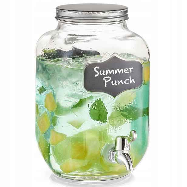 Skleněná nádoba na limonádu, s kohoutkem a víkem, 3,8 l, 26x16 cm, Zeller