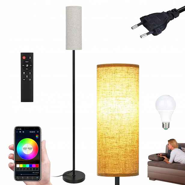 Stojací Lampa Rgb E27 Lněná Lampa Lampička Více Barev 172 CM